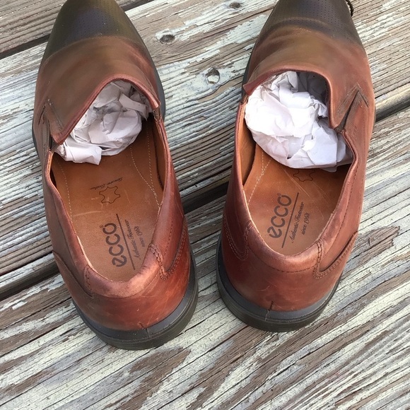 Ecco Men\'s Size 44 Shoes Slip On Brown Leather Comfort Loafers Shoes